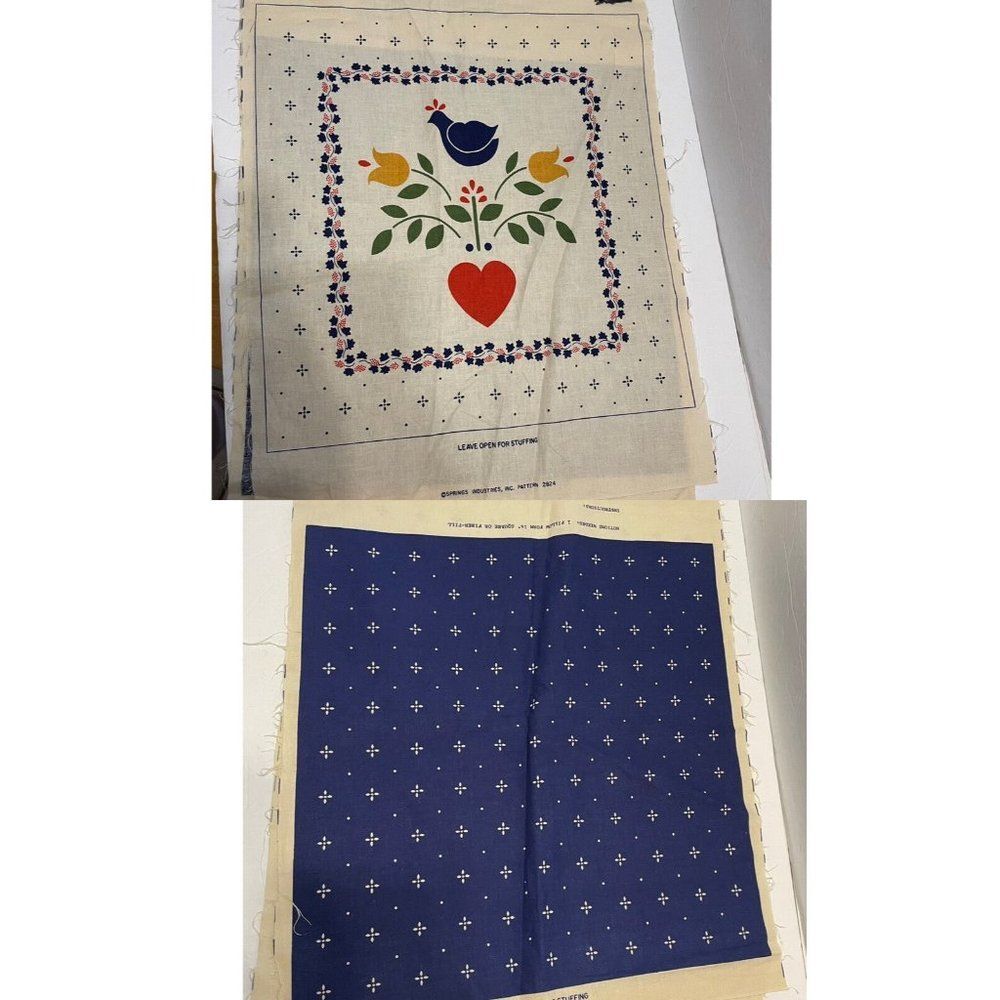 Vintage Cut and Sew Fabric Panel springs country stencil Pillow craft farmhouse